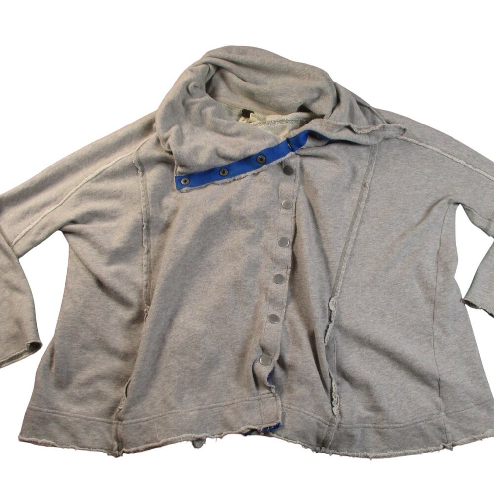 Free People We the Free Gray Oversized Sweatshirt Jacket Shacket Small Mock Neck